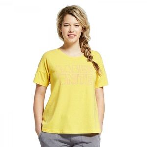 Xhilaration Babes Unite yellow pink Graphic Tee XL